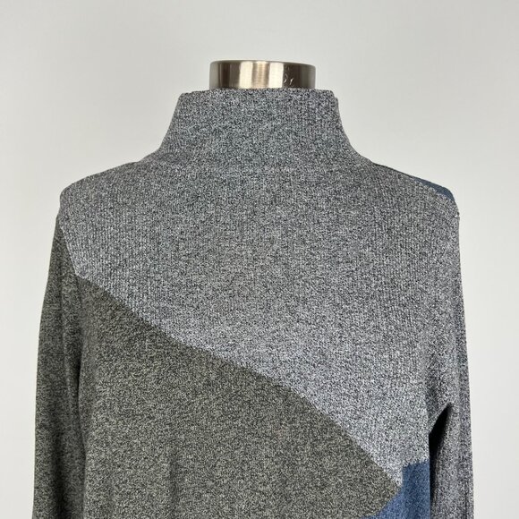 Nic Zoe Womens Long Sleeve Mock Neck Sweater Dress Colorblock Blue Gray size L - Picture 4 of 13